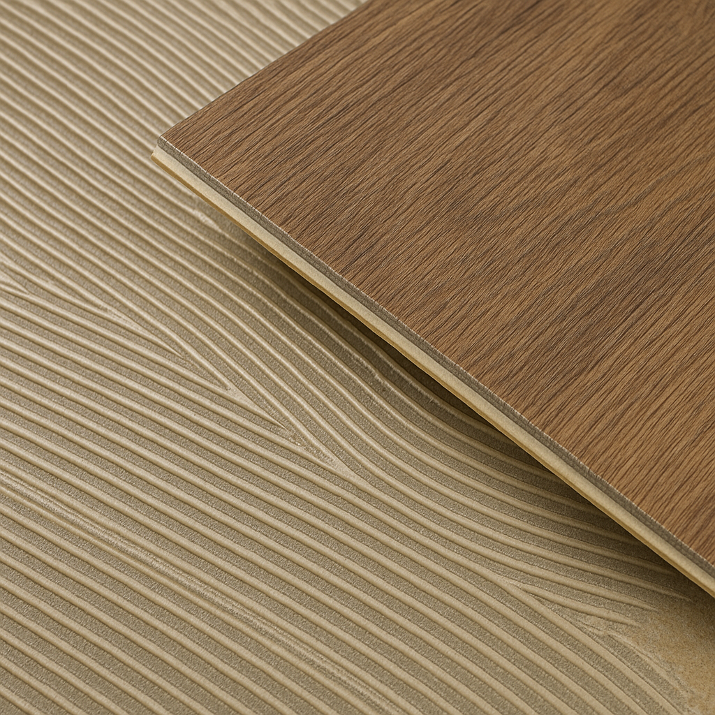 Dryback PVC vloer die professioneel wordt verlijmd