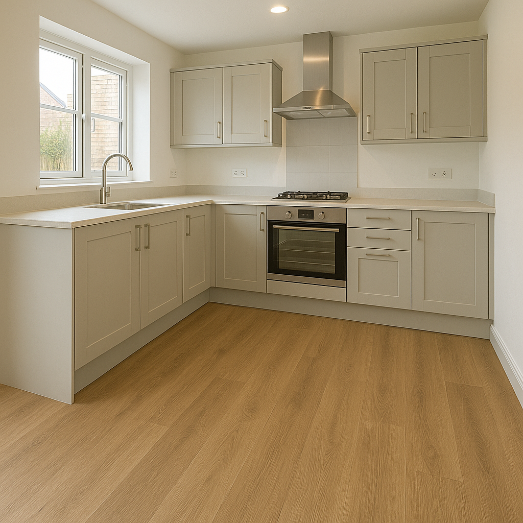 Keuken met waterbestendige PVC vloer